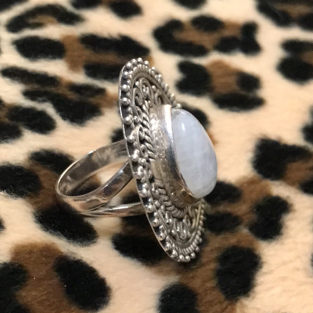 Sterling Silver Rainbow MOONSTONE Rainbow Healing Ring 7 925 Jewelry Gemstone - Picture 9 of 16